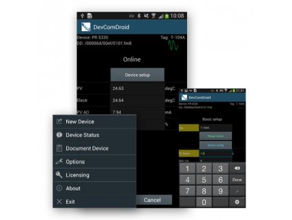 DevComDroid Konfigurační Android aplikace pro HART přístroje
