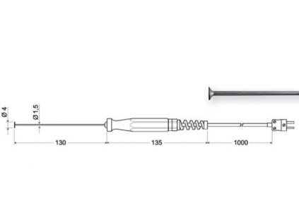 Greisinger GOF 500 Povrchová sonda s termočlánkem K s pevnou měděnou ploškou pro rovné povrchy