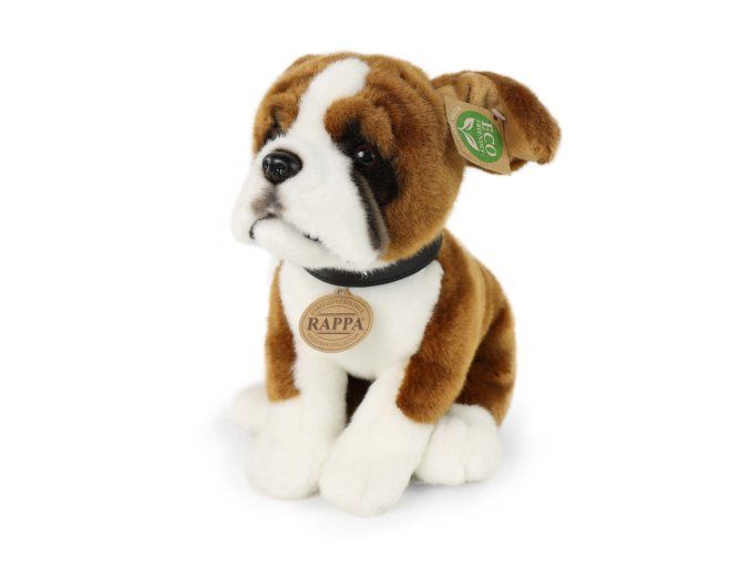 Câine boxer de pluș cu zgardă 27 cm