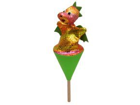 Dragon curcubeu 20 cm verde, marionetă conică