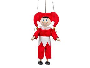Clovn 20 cm, marionetă din lemn
