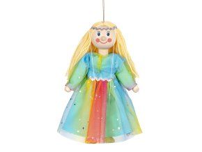 Zâna curcubeu 20 cm, marionetă din lemn