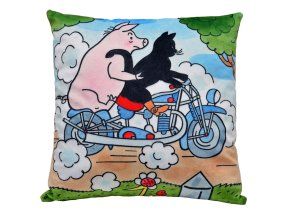 Perna 30x30 cm, pisica Mikeš, motocicleta