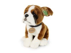 Câine boxer de pluș cu zgardă 27 cm
