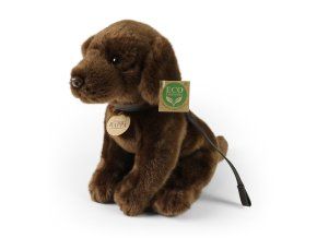 Câine labrador maro de pluș cu lesă 25 cm