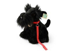 Câine schnauzer de pluș cu lesă 30 cm