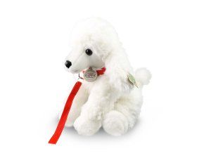 Câine pudel de pluș cu lesă 28 cm