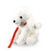 Câine pudel de pluș cu lesă 28 cm