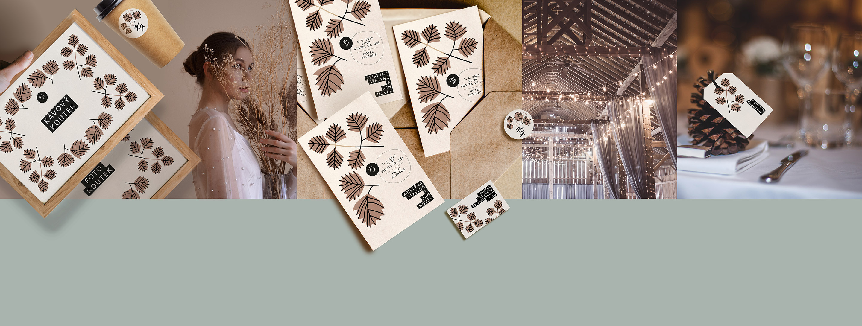 balíček přírodní svatba, svatební oznámení a další svatební tiskoviny