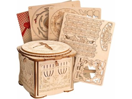 EW23 Escapewelt Skládačka hlavolamu 3D - dřevěná skříňka Secret Lock Box