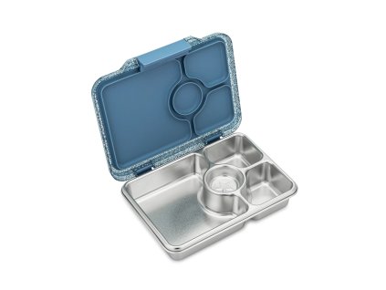 YRVS4-PARIS Yumbox Krabička na svačinu - svačinový box nerezový Pret RVS 4 - Paris Blue Glitter