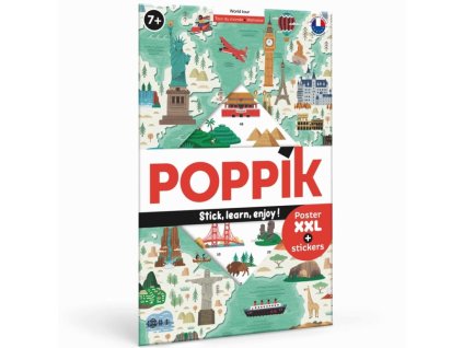 DIS025 Poppik Vzdělávací samolepkový plakát Kolem světa