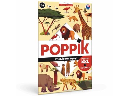 DIS030 Poppik Vzdělávací samolepkový plakát Savana