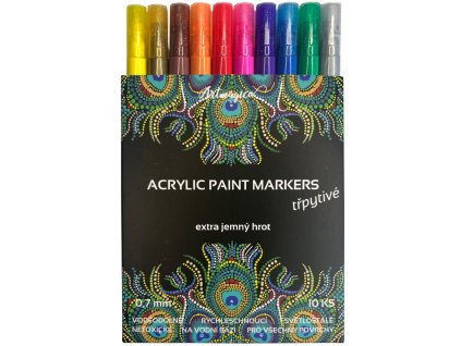 ARTM80302 Artmagico Akrylové fixy Extra jemný hrot 0.7 mm - třpytivé 10 barev