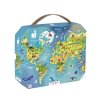 J02607 Janod Puzzle Mapa světa v kufříku - 100 dílků