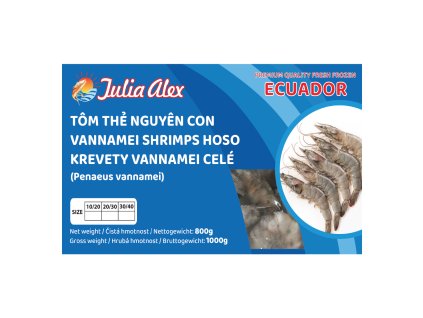 Vannamei shrimp 10/20 unpeeled whole 10x1kg