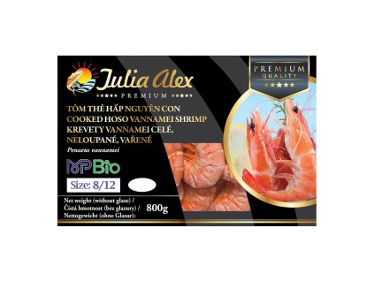 Premium Vannamei shrimp 8/12 whole, unpeeled, cooked