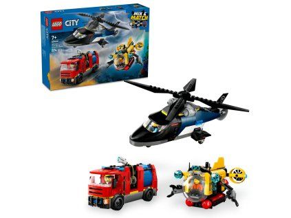 1484213 lego remix helikoptera hasicske auto a ponorka
