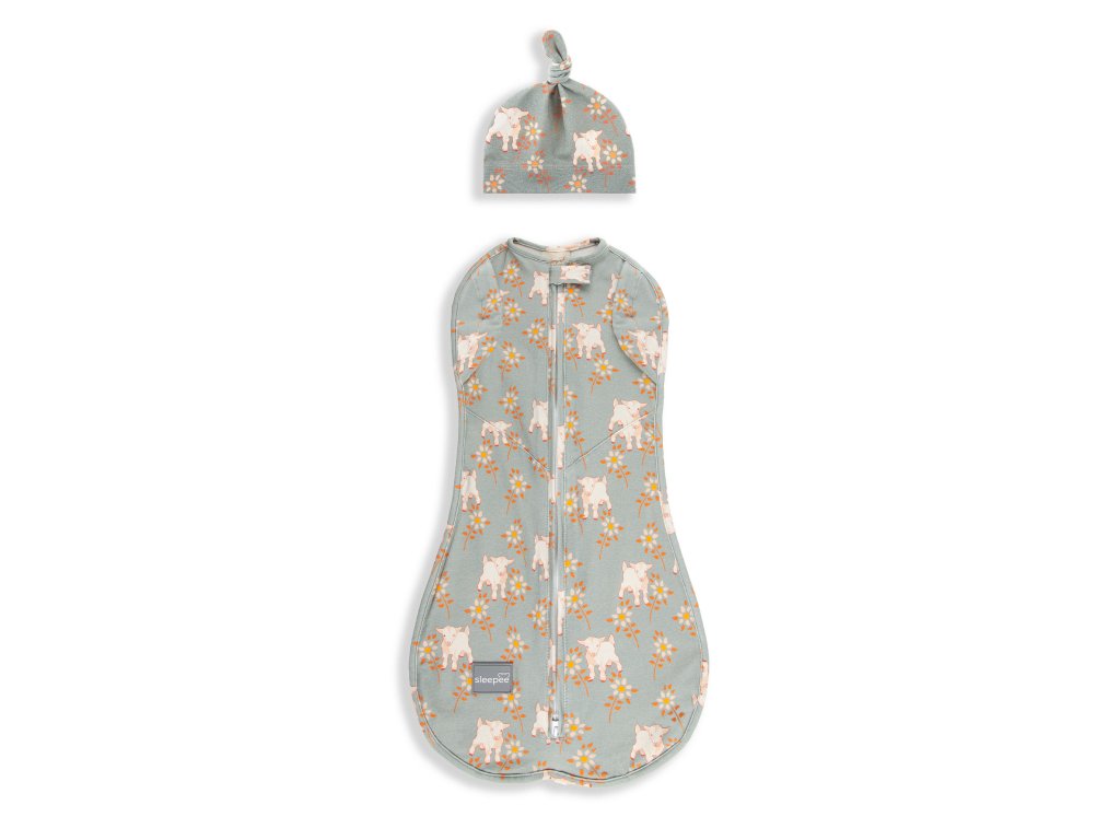 14647 Sleepee Second Step pólya ingyenes sapkával, vintage animals sky blue