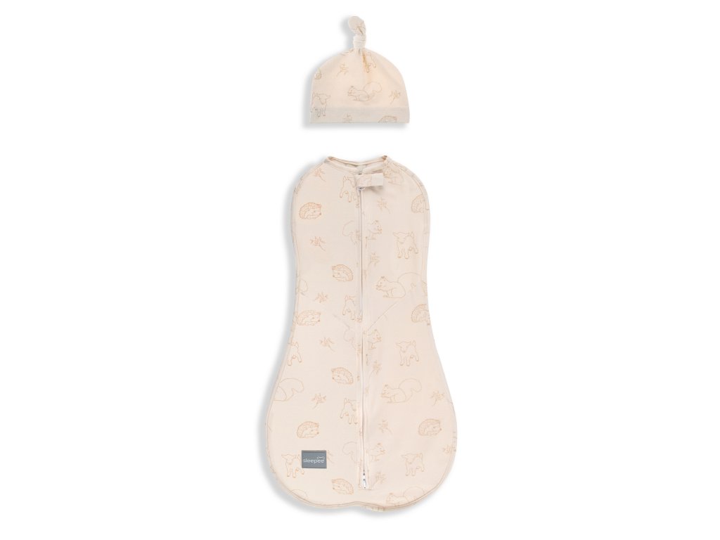 14632 pólya Sleepee First Step Swaddle sapkával ingyen Vintage Animals Cream