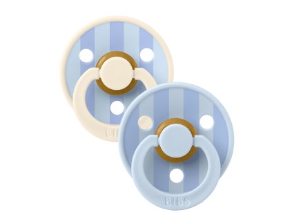 BIBS STUDIO Colour Block természetes gumi cumik 2db - 1-es méret (Baby Blue Dusty Blue Mix változat)