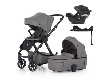 PETITE&MARS ICON 2v1 LITE RWS kombinált babakocsi + CYBEX Aton B2 i-Size + bázis (Dove Grey változat, Szürke szín)