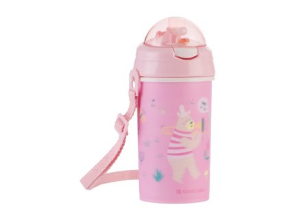 KikkaBoo Szilikon szívószálas pohár pánttal 450ml Music Fest (Pink változat)