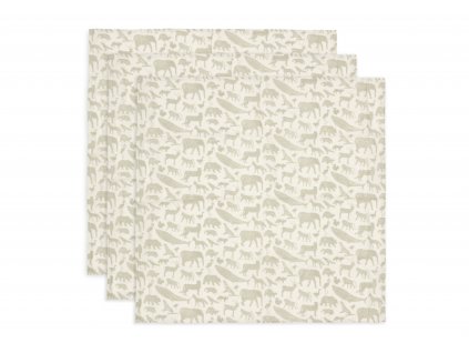 1423055 jollein plienky 3 ks 70x70 cm animals olive green