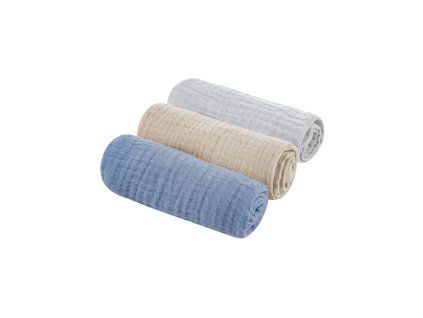 Sleepee Muszlin pelenkák 3 db 30x30cm (Variant Grey/Sand/Petrol)
