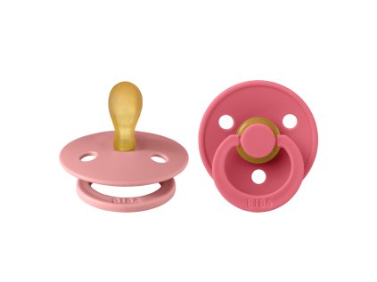 BIBS Colour szimmetrikus cumik természetes gumiból 2 db - 1-es méret (Dusty Pink / Coral változat)