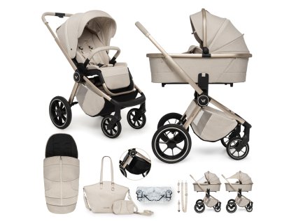 MUUVO Quick Boho 2 az 1-ben kombinált babakocsi szett (Bézs szín, Bézs változat)