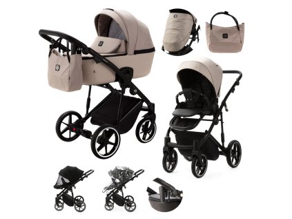 ADAMEX Kombinált babakocsi Mobi New (Variant Lux Beige, Barna szín)