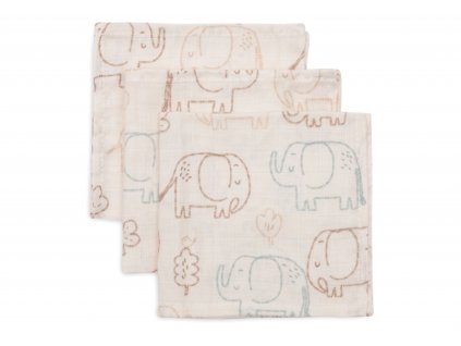 1452650 jollein obrusky muselinove 3 ks 31x31cm elephant tales
