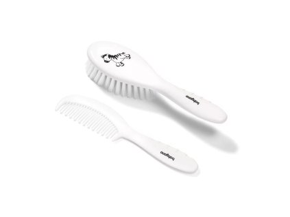 BABYONO Hajkefe és fésű csúszásgátló fogantyúval (Fehér változat)