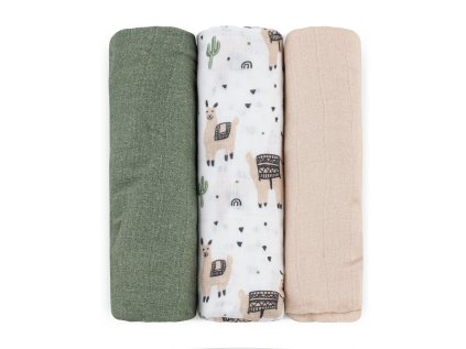 1455269 petite mars sada plienok bambusova muselinova 3ks moussy llama vibes 68 x 68 cm