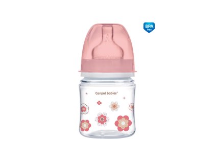 canpol babies széles nyakú, 120 ml-es, rózsaszín, újszülött kortól használható, PP, EasyStart hasfájás elleni cumisüveg