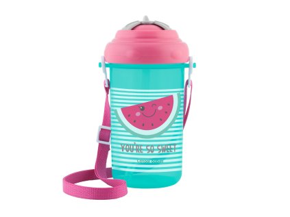 canpol babies sportpalack szilikon szívószállal, elforgatható fedéllel, 400 ml-es, so cool rózsaszín