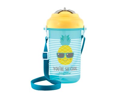 canpol babies sportpalack szilikon szívószállal, forgatható tetővel, 400 ml-es, so cool sárga
