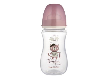 canpol babies széles nyakú, antikolikus, bonjour paris rózsaszín cumisüveg 240 ml