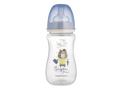 Canpol babies széles nyakú, hasfájás elleni cumisüveg bonjour paris 240 ml kék