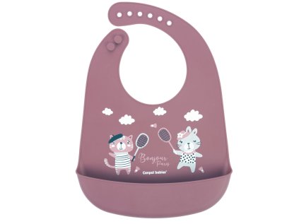 canpol babies szilikon előke zsebbel bonjour paris rózsaszín