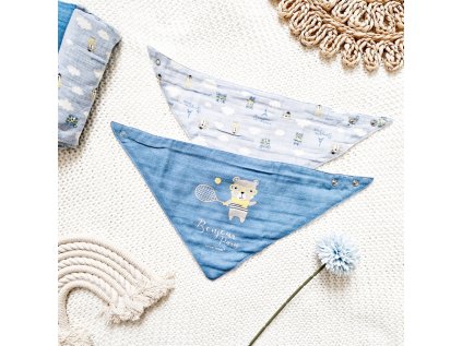 Canpol babies muszlin előke bonjour paris 2 db kék