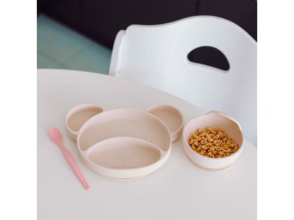 canpol babies szilikon osztott tányér tapadókoronggal maci krémszínű