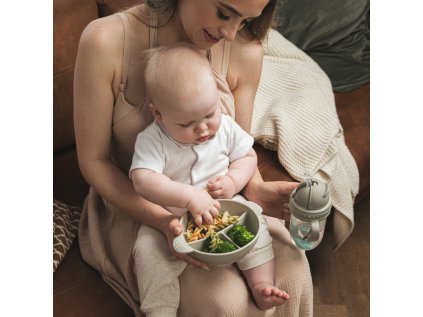 canpol babies szilikon osztott tányér tapadókoronggal dots 360ml szürke