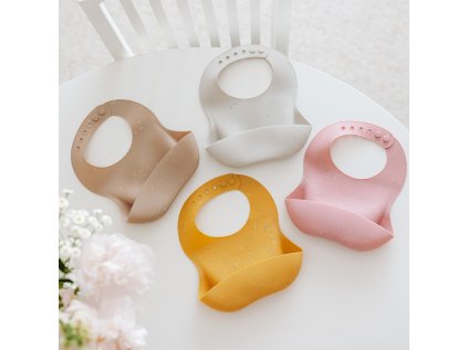 canpol babies szilikon előke zsebbel dots rózsaszín