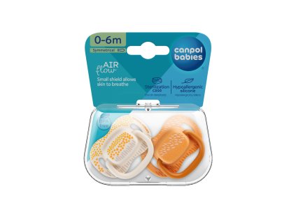 Canpol babies szimmetrikus szilikon cumi szett mountains 0 6hó 2db sárga