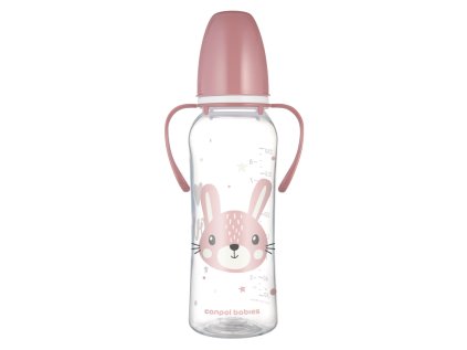 Canpol babies keskeny nyakú cumisüveg fogantyúval, Cute Animals 250ml nyuszi