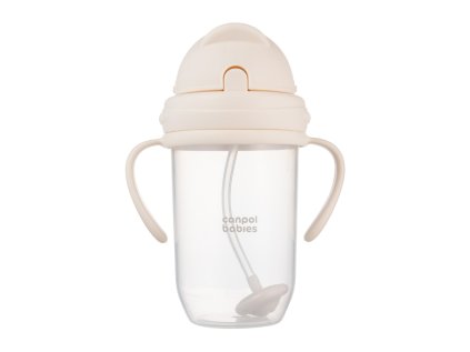 canpol babies itatópohár szívószállal és súllyal 270ml krémszínű
