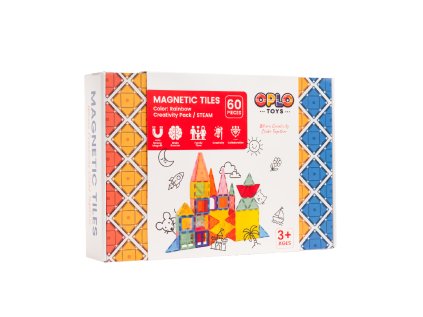 54 mágneses építőkocka oplo toys rainbow 60 db