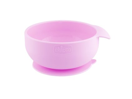 1486265 chicco miska silikonova s prisavkou ruzova 6m
